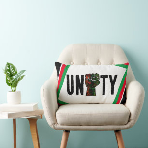 black pride red green fist pan African flag unity Lumbar Pillow
