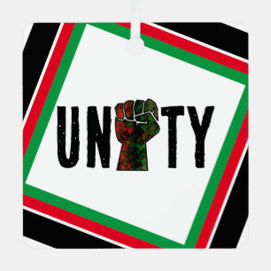 black pride red green fist pan African flag unity Metal Ornament
