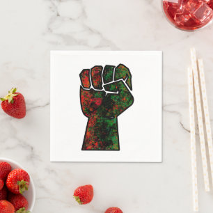 black pride red green fist pan African flag unity Napkin