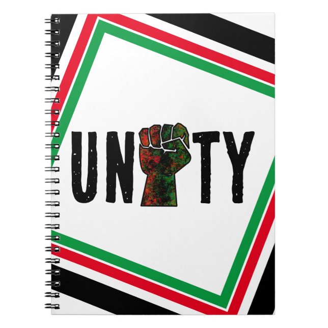 black pride red green fist pan African flag unity  Notebook (Front)