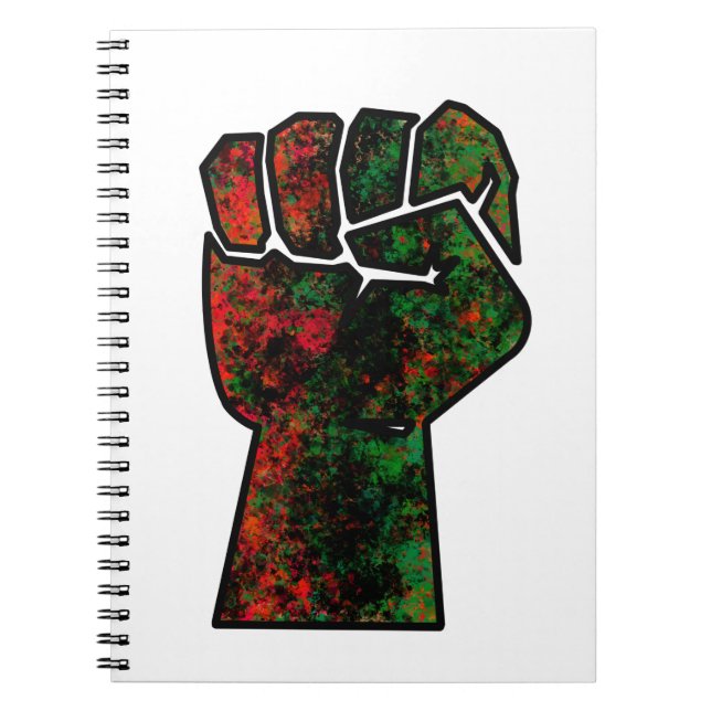 black pride red green fist pan African flag unity  Notebook (Front)