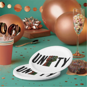 black pride red green fist pan African flag unity Paper Plate