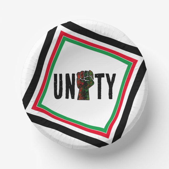 black pride red green fist pan African flag unity  Paper Plate (Front)