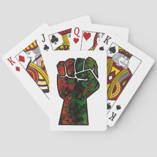 black pride red green fist pan African flag unity  Playing Cards