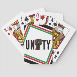 black pride red green fist pan African flag unity  Playing Cards