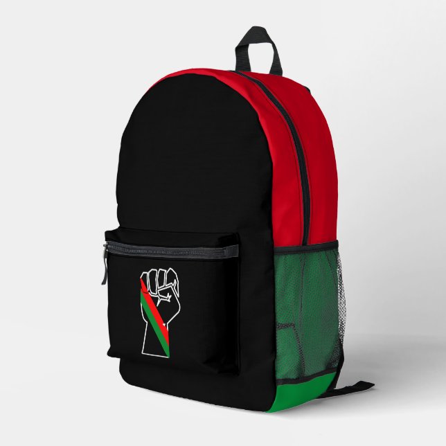 black pride red green fist pan African flag unity  Printed Backpack (Back Corner Right)