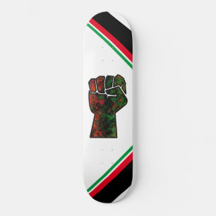black pride red green fist pan African flag unity  Skateboard