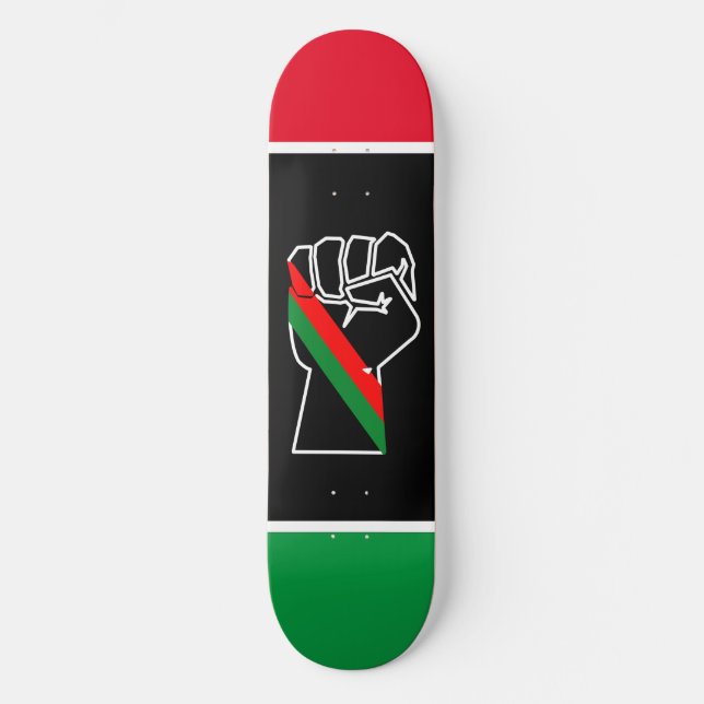 black pride red green fist pan African flag unity  Skateboard (Front)