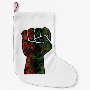 black pride red green fist pan African flag unity Small Christmas Stocking