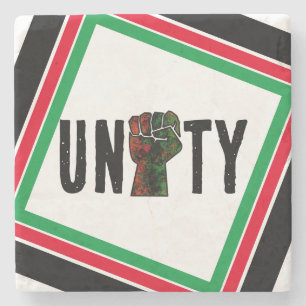 black pride red green fist pan African flag unity Stone Coaster