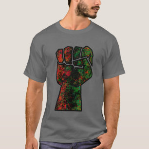 black pride red green fist pan African flag unity T-Shirt