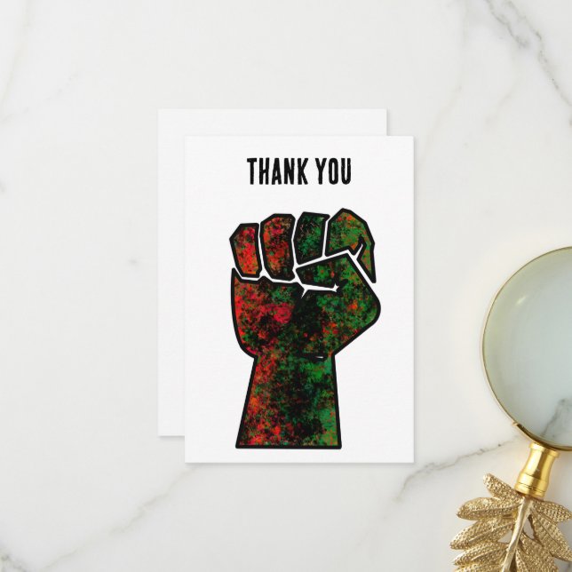 black pride red green fist pan African flag unity  Thank You Card (Front/Back In Situ)