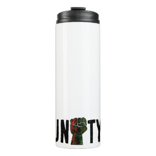 black pride red green fist pan African flag unity Thermal Tumbler
