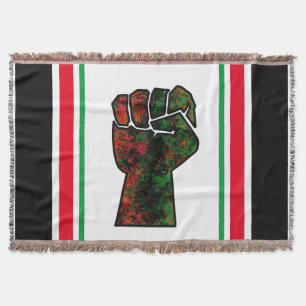 black pride red green fist pan African flag unity  Throw Blanket