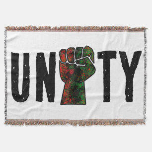 black pride red green fist pan African flag unity  Throw Blanket