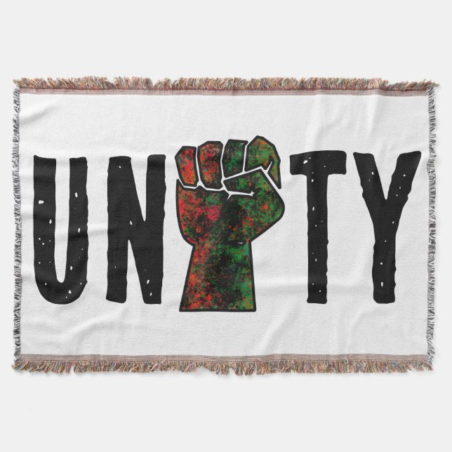 black pride red green fist pan African flag unity  Throw Blanket (Front)