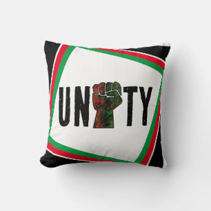 black pride red green fist pan African flag unity  Throw Pillow