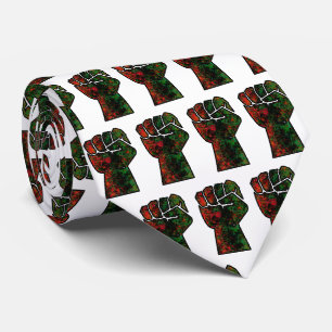 black pride red green fist pan African flag unity  Tie