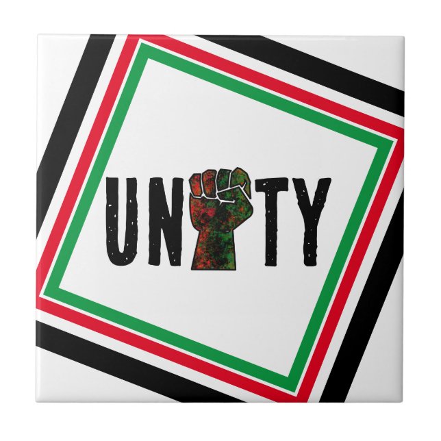black pride red green fist pan African flag unity  Tile (Front)