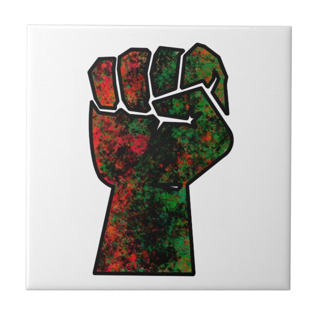 black pride red green fist pan African flag unity  Tile (Front)