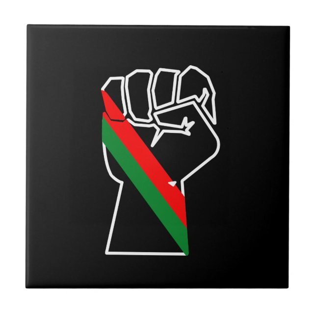 black pride red green fist pan African flag unity  Tile (Front)