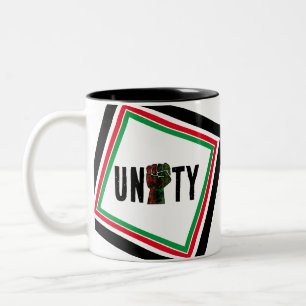 black pride red green fist pan African flag unity  Two-Tone Coffee Mug
