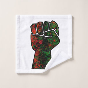 black pride red green fist pan African flag unity Wash Cloth