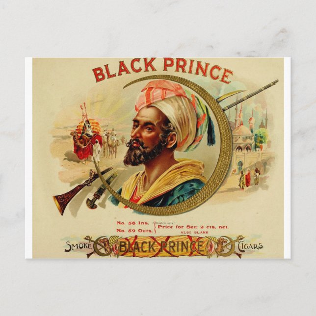 Black Prince Cigar Box Label   (L2) Postcard (Front)