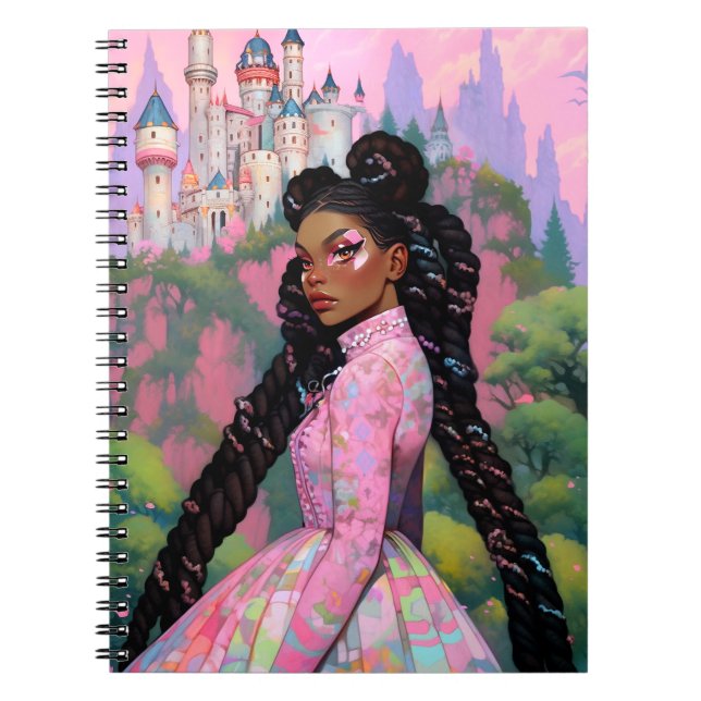 Black Princess Fantasy Art Notebook (Front)