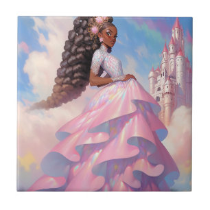 Black Princess Fantasy Art Tile