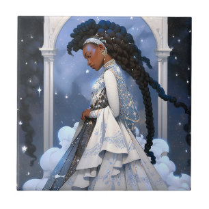 Black Princess Fantasy Art Tile