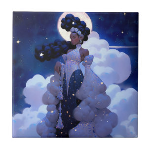 Black Princess Fantasy Art Tile