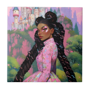 Black Princess Fantasy Art Tile