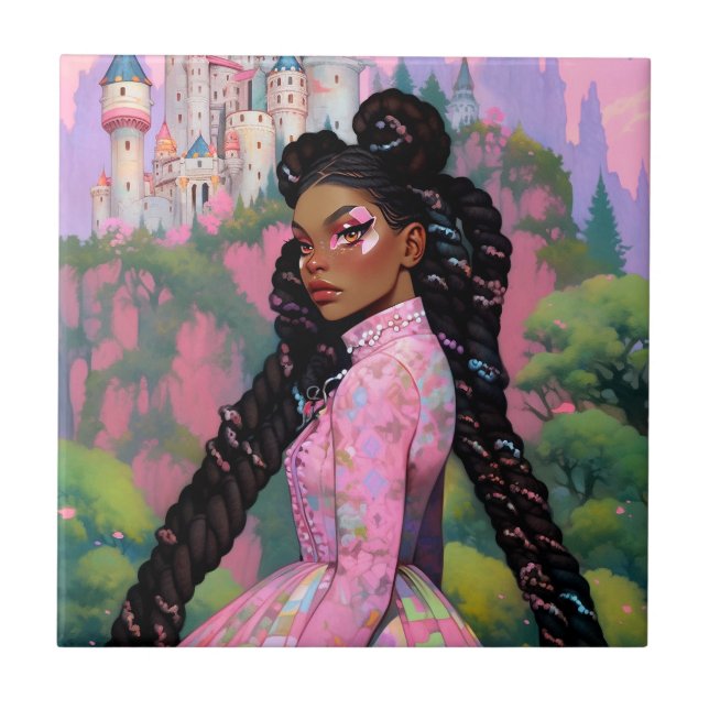 Black Princess Fantasy Art Tile (Front)