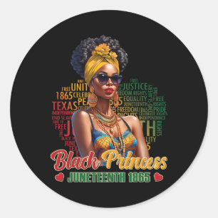 Black Princess Juneteenth 1865 4th Of July African Classic Round Sticker