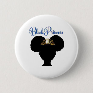 Black Princess (natural Hair In Afro Puffs) - Blac 2 Inch Round Button