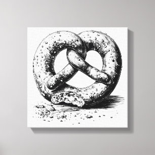 Black Print Plain Sketchy Pretzel Canvas