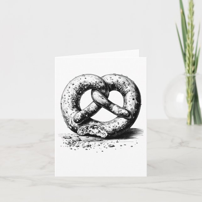 Black Print Plain Sketchy Pretzel Card (Front)
