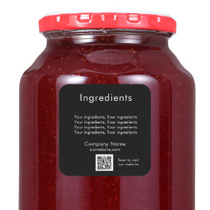 Black product ingredient listing qr code label