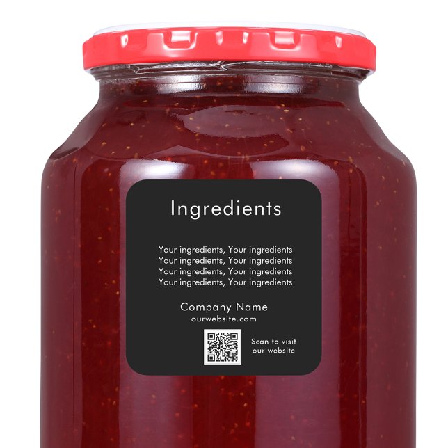 Black product ingredient listing qr code label (Creator Uploaded)