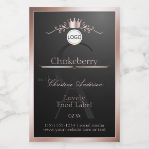 Black Product Label Rose Gold Frame Logo Monogram