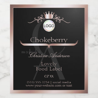 Black Product Label Rose Gold Frame Logo Monogram