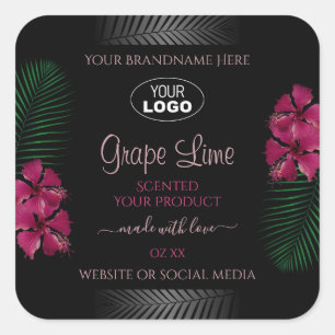 Black Product Label Wine Red Hawaiian Flowers Logo