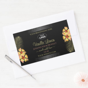 Black Product Label Yellow Hawaii Flowers Add Logo