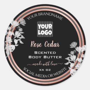 Black Product Labels Custom Logo Rose Gold Frame