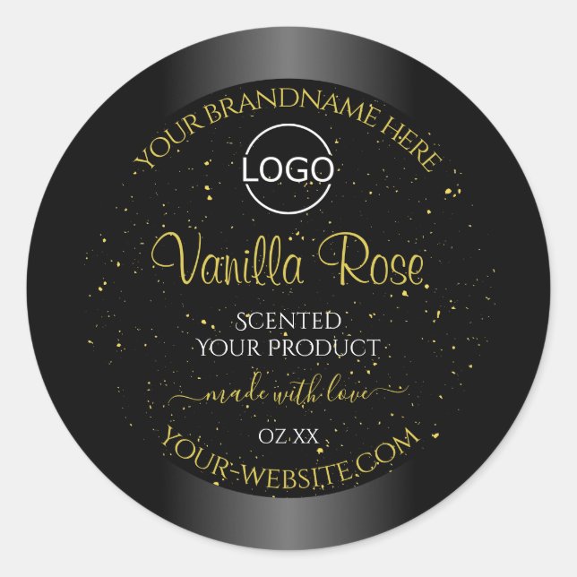 Black Product Labels Gold Soft Glitter with Logo (Front)