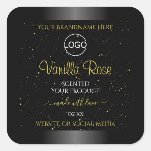 Black Product Labels Gold Soft Glitter with Logo