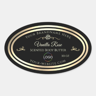Black Product Packaging Label Gold Frame with Logo