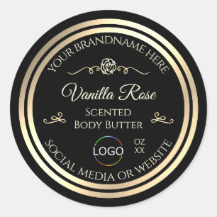 Black Product Packaging Label Gold Frame with Logo