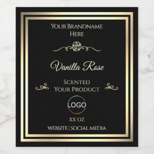 Black Product Packaging Label Gold Frame with Logo